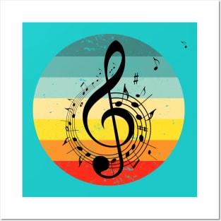 Sunset Treble Clef Posters and Art